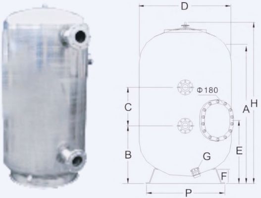 15m3 / H 800mm Ticari Yüzme Havuzu Kum Filtreleri