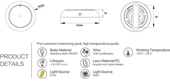 Tek Renk Ip68 12 Watt Su Geçirmez Sualtı LED Işıklar
