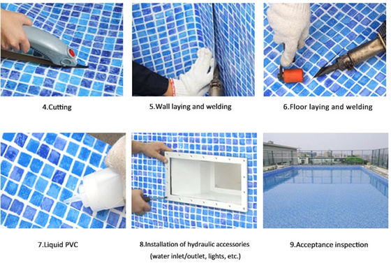 Dikdörtgen Suya Dayanıklı 1.2mm Pvc Yüzme Havuzu Astarı