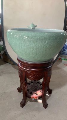 Gölgeli Mavi Sır Desen Tabanı 460mm koi balık yuvarlak kase