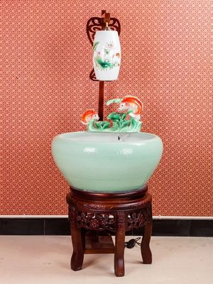 Gölgeli Mavi Sır Desen Tabanı 460mm koi balık yuvarlak kase