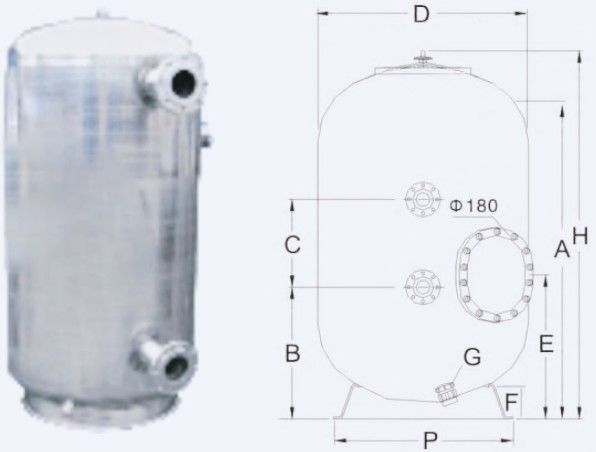 15m3 / H 800mm Ticari Yüzme Havuzu Kum Filtreleri