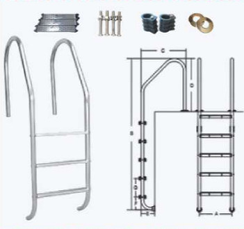 SL215 Paslanmaz çelik yüzme havuzu merdiveni